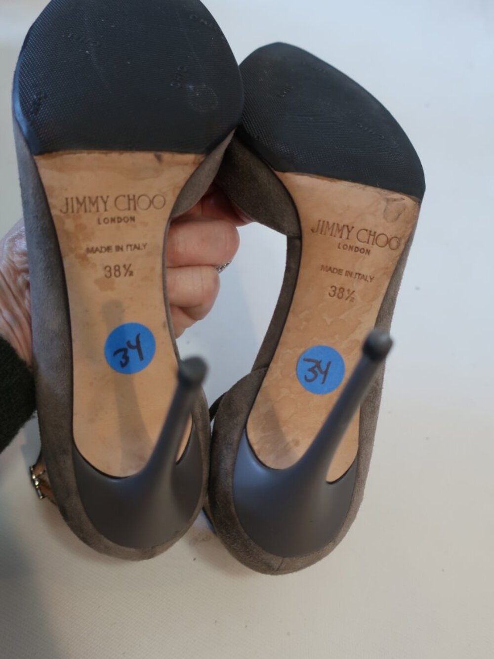 Women Jimmy Choo Gray Suede High Heel Pumps 38 1/2 EU/US 8.5 - Picture 8 of 9